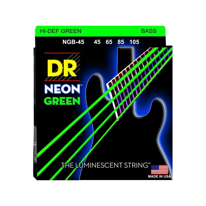 DR Strings NGB-45 Neon Green - Juego de cuerdas bajo eléctrico