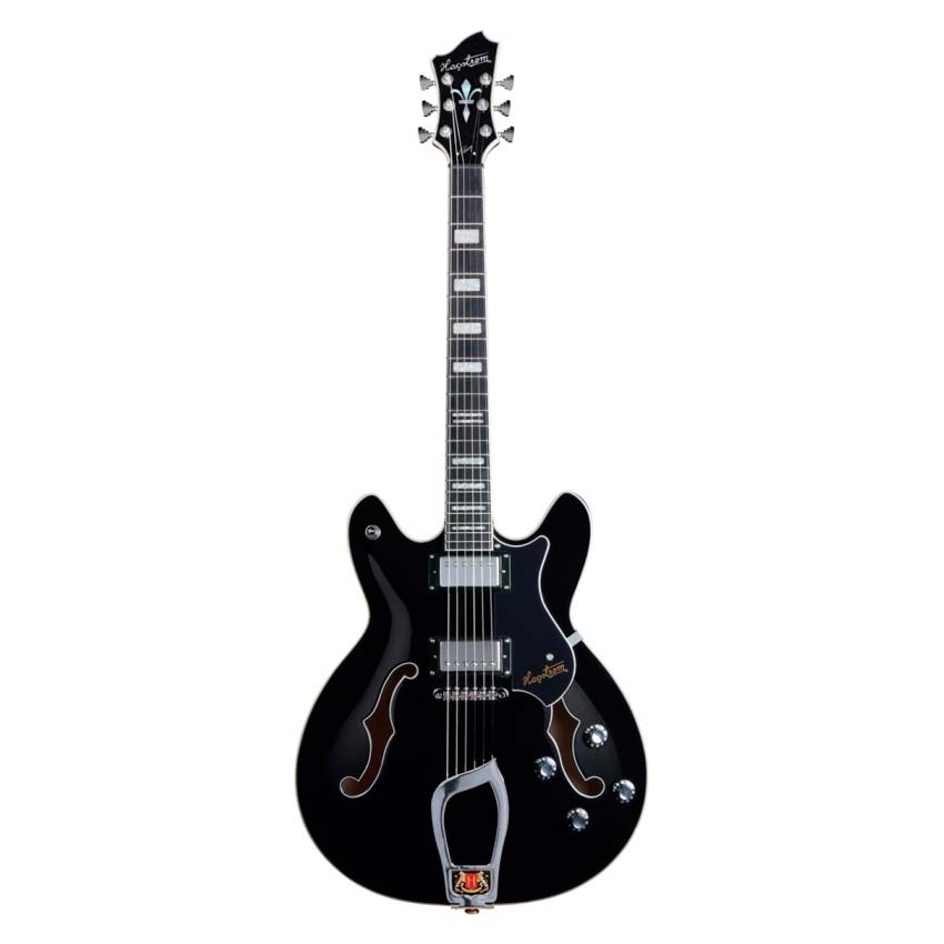 Hagstrom Viking Black Gloss - Guitarra eléctrica semicaja