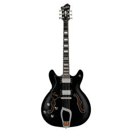 Hagstrom Viking Left Hand Black Gloss - Guitarra eléctrica semicaja