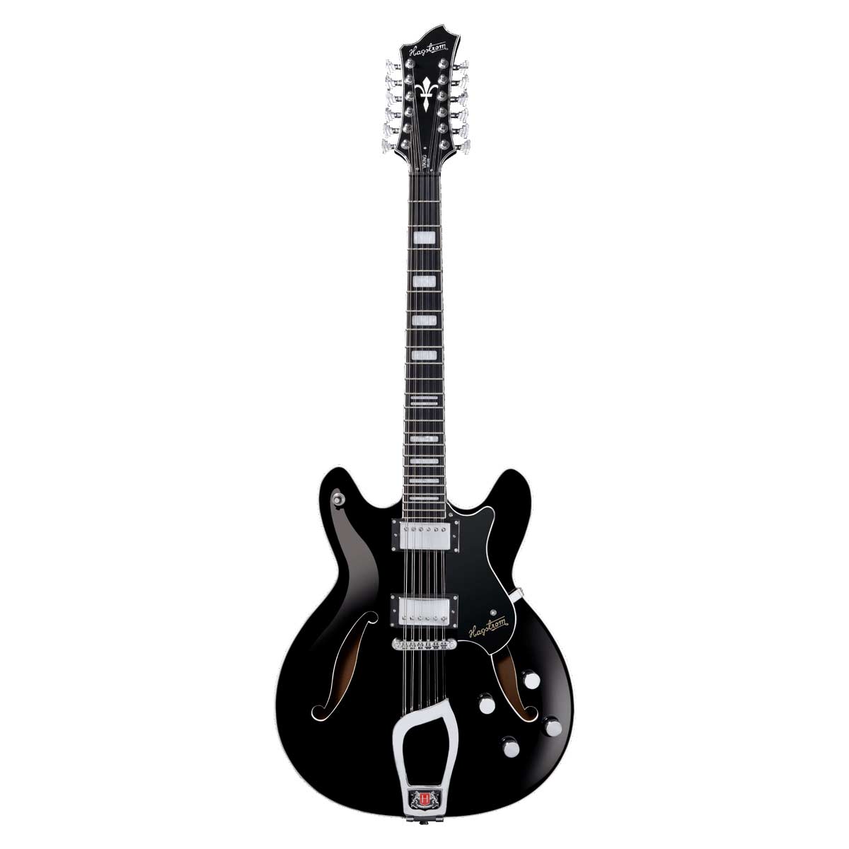 Hagstrom Viking Deluxe 12-String Black Gloss - Guitarra eléctrica semicaja