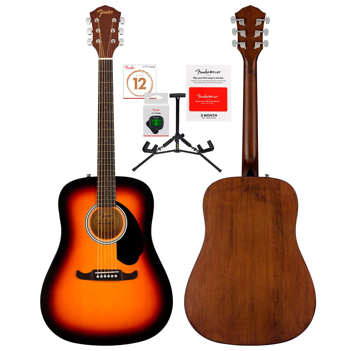 Fender FA-125 Dreadnought, Diapasón de nogal, Negro
