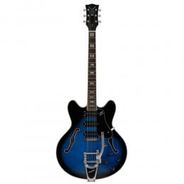 Guitarra de semi-caja Vox Bobcat S66 Bigsby Blue Burst