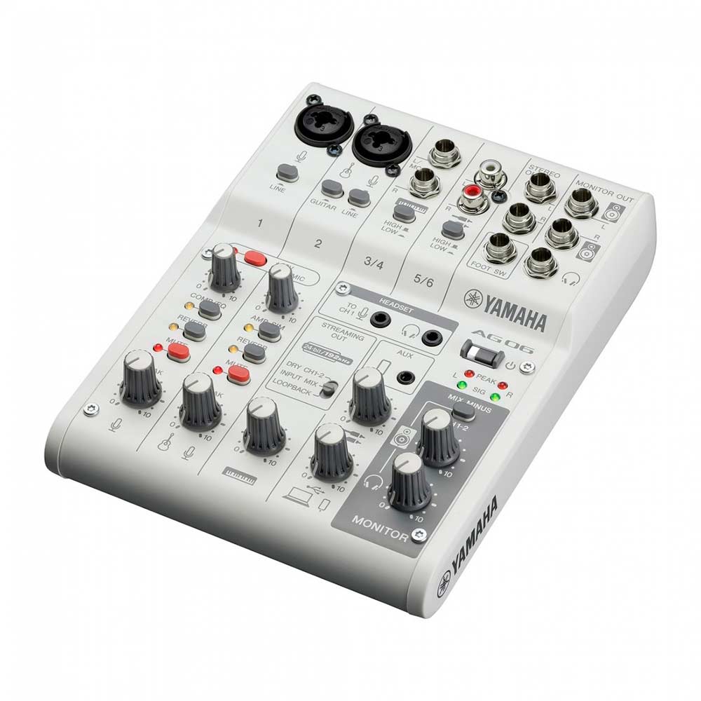 Interface audio con mezclador Yamaha AG06 MK2 WH