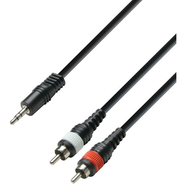 Adam Hall K3YWCC0300 Cable de audio Jack 3.5mm a 2x RCA macho 3m.
