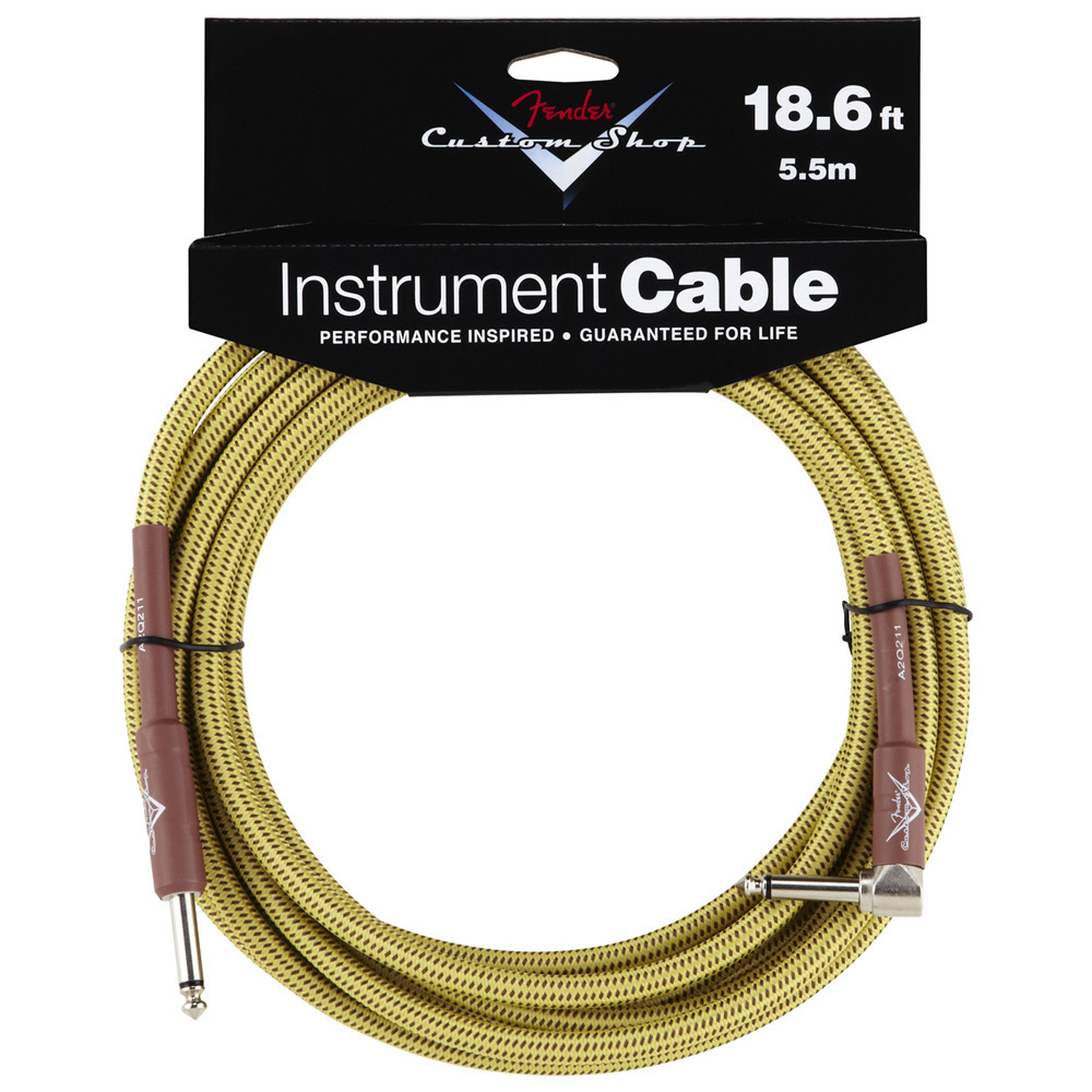 Fender Custom Shop Cable 5.5m 18Ft Angled Tweed - Cable jack