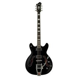 Guitarra semi-caja Hagstrom Tremar Viking Deluxe Baritone Black