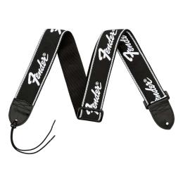 Correa Fender Running Logo Strap Black/White 2" de guitarra