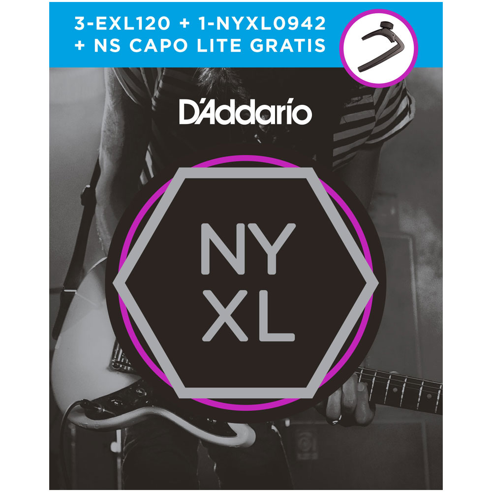 D'Addario 3-EXL120 + 1-NYXL0942 + NS Capo Lite